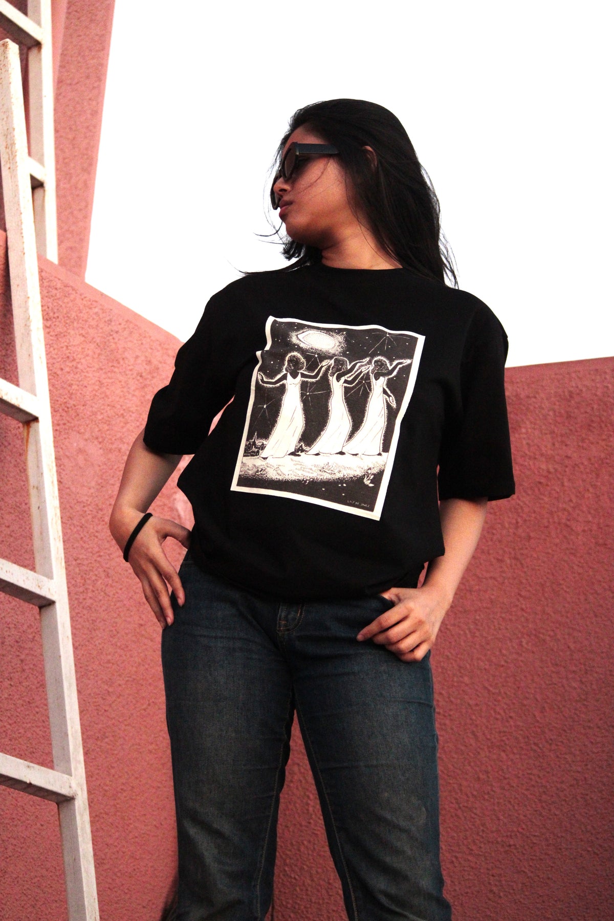 Moonlit Sisters Oversized Tee