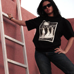 Moonlit Sisters Oversized Tee