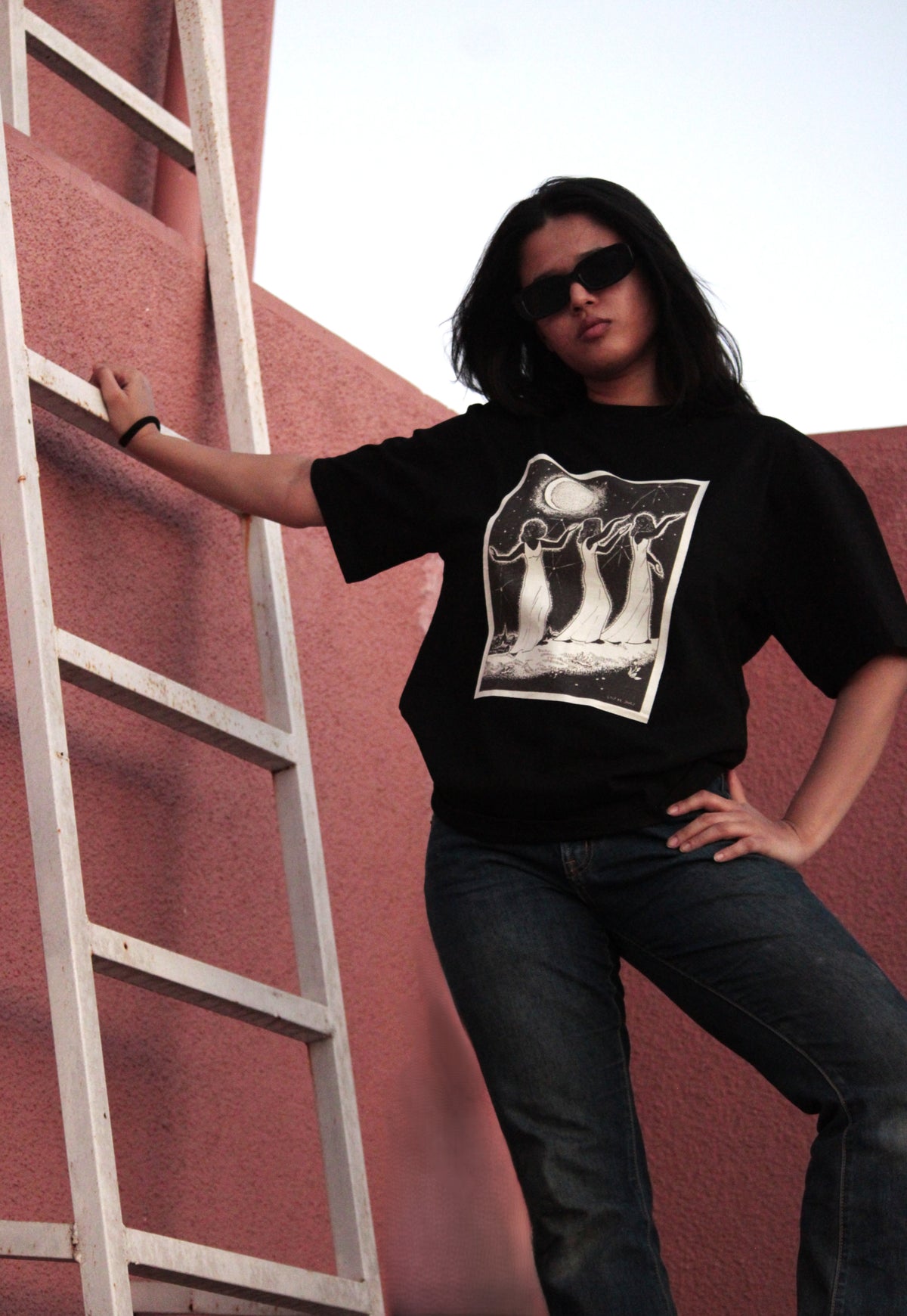 Moonlit Sisters Oversized Tee